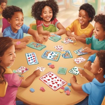 image Include a colorful, engaging image of children playing math card games. This could be a photograph or illustration showing kids actively participating in a game.