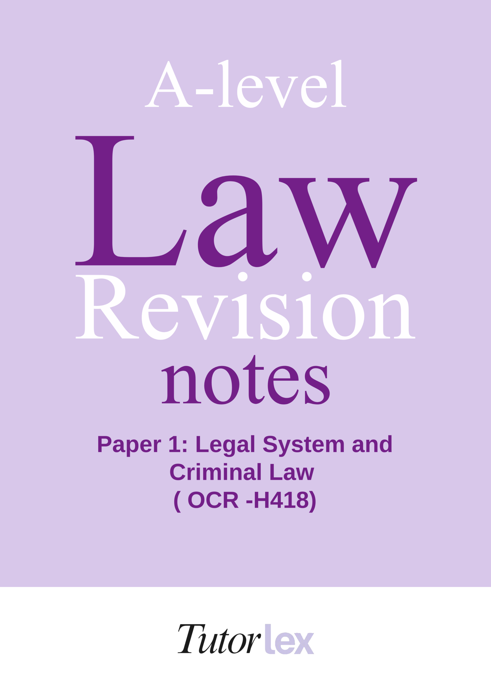 OCR A-level Law ( Paper 1) Legal System and Criminal Law